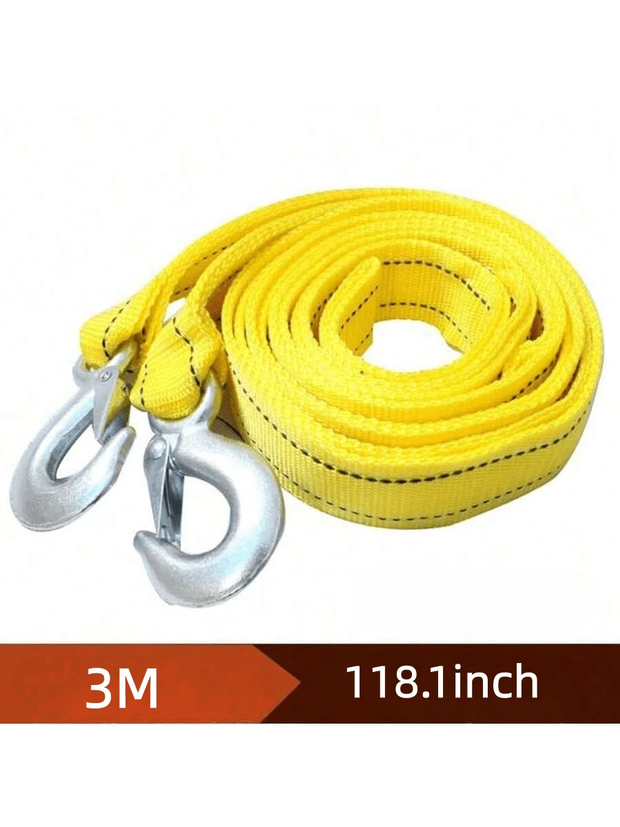3m High-Strength Luminous Tow Rope, Heavy Duty Cast Hook Lock, Car Emergency Towing Strap For Self-Driving - Multicolor - View 1