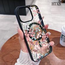 Colorful Small Florals This MagSafe Magnetic Phone Case, Compatible With IPhone 17/Air/16/15/14/13/12 Pro/11/XS Plus Max/ S22/S23/S24/S26, Features A Stylish And  Pattern Design. Available In A Variety Of Colors, This Classic, Shockproof Hybrid Case Makes  Gift For Friends And Family For Halloween, Christmas, And Thanksgiving. - Hồng - Xem 3
