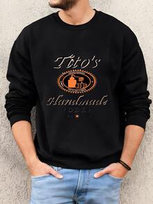 Mens Tito Crewneck Hoodie, Tito's Handmade Vodka Sweatshirt, Austin Texas Label Sweater, Vodka Alcohol Sweatshirt, Tito's Fan Gift Sweatshirt - Black - View 1