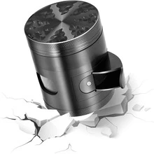 1pc 60mm 4-Layer Zinc Alloy Grinder With Side Window, Zinc Alloy Metal 4-Layer Herb Grinder, Gun Black Color Grinder, Essential Smoking Accessory Gift - Gun Black - View 2