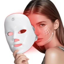 Facial Red Light Therapy, 7-Color LED Mask, 630nm Near-Infrared, Red Light Therapy Mask Skin Care Device, Facial Skin Care Tool - 彩色 - 查看 7