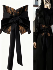 1 Stück Taillengürtel für Kleider, chinesischer Stil Blume Muster Polyester Taillendekoration Gürtel, elegant und retro