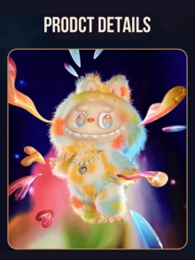 Pop Mart Labubu Monster "Rock Universe" "High Energy"-serien 37 cm stor plyschdocka, levereras med pärlhalsband och gör-det-själv-tillbehör, söt regnbågspastell estetisk samlarkonstdocka, begränsad upplaga jätteplysch, lämplig för heminredning, sovrumssoffa, perfekt present till samlare, söta fans, generation Z-ungdomar, flickor och kvinnor - Multifärgad - Visa 4