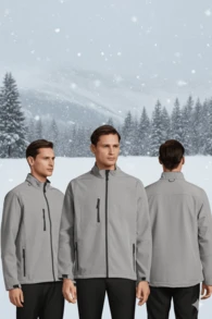 THEGEWA Men's 340gsm Softshell Thermal Jacket With Fleece Lining, Functional Design And Full Zip, 11 Colors Available, Perfect For Outdoor Use And Customization - Available S To 3XL - MARNAULA - Grey - View 3