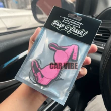 Cute Pink Bra Design, Car Air Freshener Pendant - Cartoon Underwear Style For Rearview Mirror, Vent Clip, Home & Office Decor, Creative Design, Idea Gifts For Friend - Multicolor - View 2