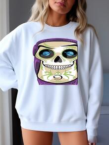 Woody And Buzz Sugar Skulls Print 11x14 Print Sweatshirt - trắng - Xem 2