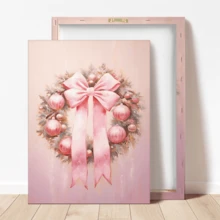 1 pieza, Guirnalda rosa festiva, arte de pared, decoración navideña de pared, arte de pared suave de invierno, póster navideño adorable y femenino, perfecto para Navidad, ideal para decoración de habitación, decoración navideña del hogar, arte de pared, pósteres, arte de pared con marco - Lienzo (marco opcional)