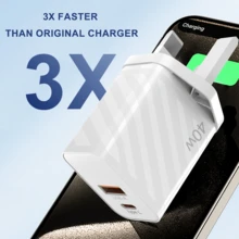 40W USB墙式充电器，双端口适配器，3.0 Type-C PD&QC快充墙式充电器，USB手机充电适配器 - 英規插(220-240V) - 查看 4