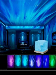 1pc USB Powered Aurora Wave Projection Light - 16 Color Gradient LED Mood Light With Remote Control, Modern Iceberg Design For Home, Office, Bar And Underwater Night Scene Decoration, Ambient Lighting - Multicolor - View 5