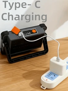 1 Stück 144 LED Außen Solar Lampe, tragbare Solar Arbeitsleuchte mit 3x1200mAh 18650 wiederaufladbaren Batterien, USB/Solar Panel Aufladung, 4 Helligkeitsstufen, Orange/Schwarz/Grau Farboptionen, geeignet für Notfälle, Wandern, Camping, Outdoor, Angeln, Weihnachten, Halloween, Geschenke zum Schulanfang - [128+16]LED-3600mAh - Übersicht 7