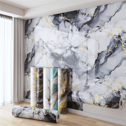 1 Roll Imitation Marble Tile Self-Adhesive Aluminum Film Wall Sticker, Glossy Marble Effect Self-Adhesive Wall Stickers, Home Decoration Continuous Foam Wallpaper, Waterproof And Oil-Proof Self-Adhesive Wall Stickers, Suitable For Living Room, Bathroom, Kitchen, Office And Dormitory Etc 15.74X393.7INCH Wall Paper Wall Decor Room Decor Bedroom Decor