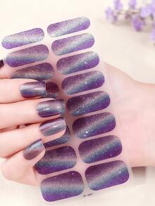 Blue Glitter Cat Eye Press-On Nails, Iridescent Magnetic Nail Strips With Chrome Powder, DIY False Nails For Women, Long-Lasting Manicure Kits (Ocean Sparkle Design) - 藍色 - 查看 10