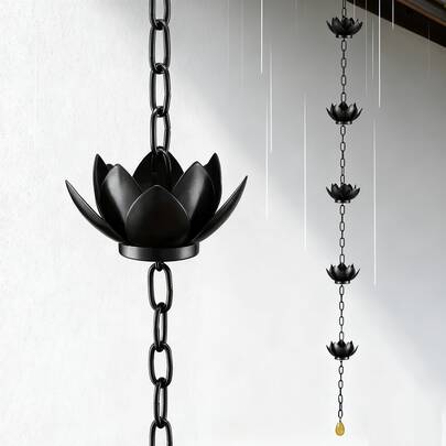 Cadena de lluvia decorativa gruesa y duradera para exteriores, con tratamiento antioxidante, aplicable como divisor de canalón de drenaje de jardín, funcional y decorativa como reemplazo de canalón de drenaje