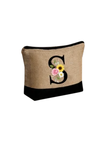 Personalized Floral Letter Linen Canvas Tote Bag Set, A-Z Letter Large Capacity Tote Bag With Matching Small Pouch, Suitable For Carrying Daily Essentials, Groceries, Travel Items, For Women, Fashion Lovers, Personalization Enthusiasts, Great For Daily Use, Shopping, Beach Travel, Adding Fashionable Personalized Accent To Outfits, Christmas/New Year Gift - Multicolor - View 44