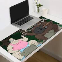 Funny Cartoon Mouse Pad Orangutan Mousepad Extended Desk Mat Non-Slip Rubber Base Stitched Edge Large XL Desk Pad For Desk Laptop Desktop 35.4x15.7 Inch For Home Office Gamer