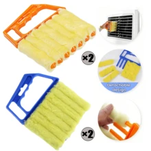 2/4pcs Louver Cleaning Brush, Household Curtain And Air Conditioner Fan Dust Removal Brush, Handheld Vent Cleaning Brush, Removable And Washable Gap Dust Cleaning Brush. - Blue & Orange - View 9