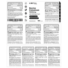 HIVITAL foods Calostro 1500 mg. 180 cápsulas para 2 meses. Calostro Bovino 100% Natural de Vaca de Pasto con 600 mg (40%) de Inmunoglobulina G Activa (IgG). Rico en Aminoácidos. Sin Estearato de Magnesio ni Dióxidos de ningún tipo. 100% Natural, Vegano y Sin Gluten. Fabricado en España por HIVITAL. ✅Entrega 24/48h - Sin sabor - Ver 3