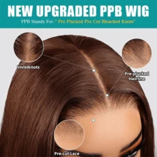 Peruca Frontal de Renda Sem Cola de Cabelo Misturado Humano com Densidade de 200%, Ondas Corporais Marrom Chocolate de 34 Polegadas, Pré-Aparada, Pré-Arrancada, Linha de Cabelo Natural 13x4 HD para Mulheres