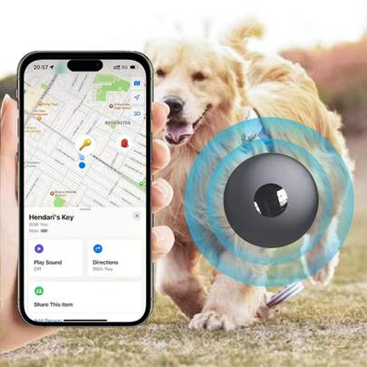 Localizador GPS inalámbrico, versión para Apple, alternativa a AirTag, AirTag de Apple, llavero AirTag, rastreador GPS para automóviles, collar GPS para mascotas, batería reemplazable CR2032, compatible con la plataforma "Buscar de Apple", rastreo con un solo clic, rastreo remoto preciso, batería de larga duración, adecuado para personas mayores, mascotas, automóviles, llaves, bolsos y otros seguimientos anti-pérdida