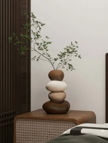 1件树脂雕刻鹿形花瓶摆件套装，几何石花瓶，时尚优雅设计，桌面装饰，花瓶，适合作为家居和办公礼品，生日、毕业、圣诞节礼物 - 彩色 - 查看 7