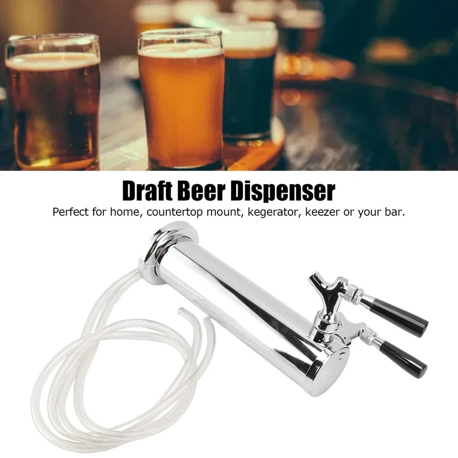 Draft Beer Kegerator Tower Stainless Steel Double Beer Tap Faucet For Home Bar Beer Brewing Kegs - Multicolor - View 1