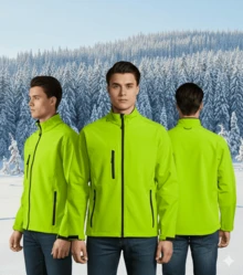 THEGEWA Men's 340gsm Softshell Thermal Jacket With Fleece Lining, Functional Design And Full Zip, 11 Colors Available, Perfect For Outdoor Use And Customization - Available S To 3XL - MARNAULA - 薄荷綠 - 查看 6