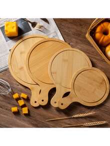 Drewniany talerz do pizzy 1/2 z uchwytem 30*43 cm, taca do serwowania pizzy - okrągły talerz śniadaniowy i deserowy do domowych kuchni, na imprezy, kemping i wakacje - idealny na owoce, słodycze, ciasta i sushi, akcesoria kempingowe | Gładka powierzchnia - talerz do pizzy, naturalny bambusowy talerz do pizzy, talerz do pizzy z uchwytem, bambusowy talerz do pizzy, bambusowa taca, okrągła deska do krojenia, drewniana deska do krojenia pizzy