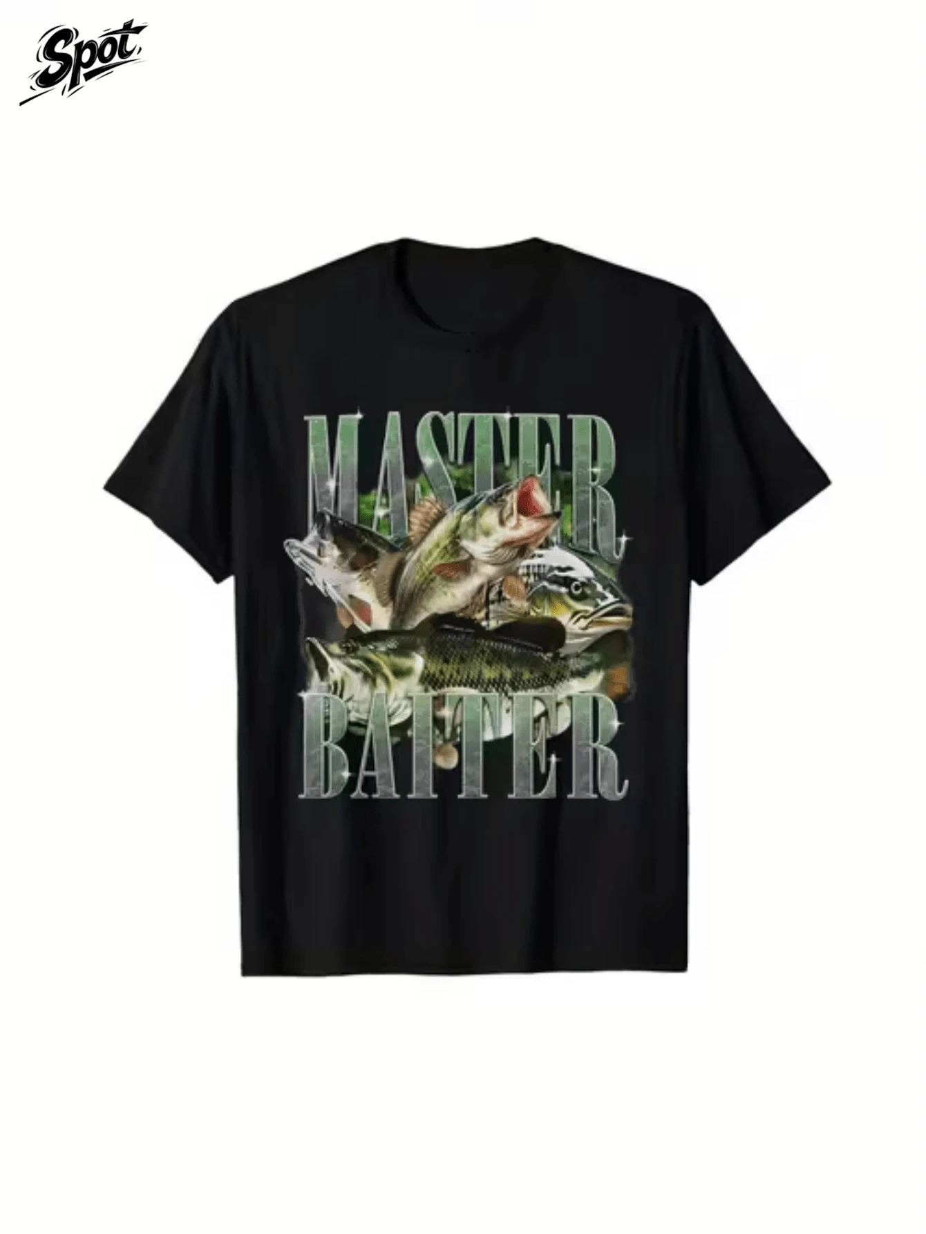 UltraSoft 100% Cotton Women's T-Shirt |Women's T - Shirt With Bass Fish And "Master Baiter" , Design| Summer All-Season Tee/Father's/Mother's Day/Christmas - màu đen - Xem 1