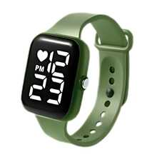 Women's Square Digital Sports Watch, Gifts, Everyday Use, Pink - 綠色 - 查看 2