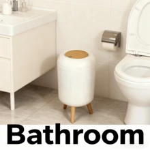 Square Plastic Trash Can With Lid And Button, Odor-Sealing Waste Bin For Bedroom, Bathroom, Living Room, Office, And Kitchen - 2.6 Gallon And 0.5 Gallon Options