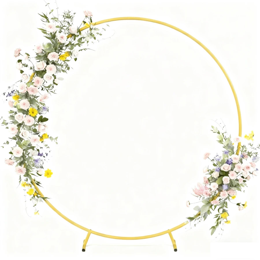 1 Set Elegant Round Balloon Arch Frame, Round Arch Backdrop Frame, Floral Balloon Arch Frame, Gold Metal Arch Backdrop, Excluding Balloons, No Power Connection Required, Assembly Needed, Suitable For Halloween, Autumn, Birthday, Christmas, Bridesmaid Gift, Party, Room Decor
