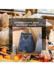 1个垃圾袋整理器，塑料袋壁挂式收纳袋，网状储物袋，塑料袋支架分配器，厨房工具