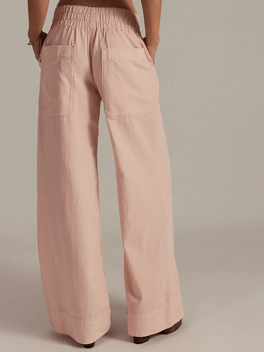 Women's Baggy, Loose-Fitting Denim Pants With  And Relaxed Style – Casual Solid Cargo Trousers - 粉色 - 查看 1