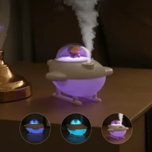 Humidificador rosa y blanco con forma de avión. - Humidificador ultrasónico de vapor frío con funcionamiento silencioso y apagado automático. Ideal para dormitorios, escritorios, oficinas, guarderías y decoración del hogar. - Blanco - Ver 2