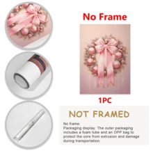 1 pieza, Guirnalda rosa festiva, arte de pared, decoración navideña de pared, arte de pared suave de invierno, póster navideño adorable y femenino, perfecto para Navidad, ideal para decoración de habitación, decoración navideña del hogar, arte de pared, pósteres, arte de pared con marco - Lienzo (marco opcional)