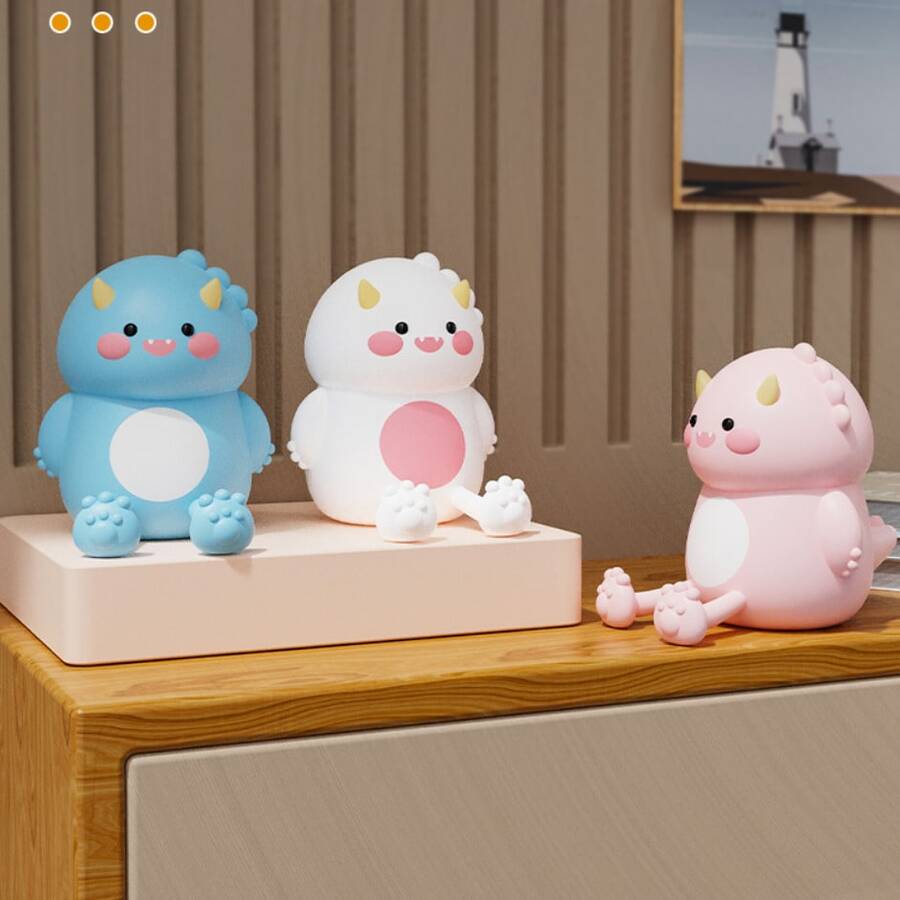 1 Stück Dinosaurier Nachtlicht, Silikon Nachttischlampe, Schreibtischlampe, Handyhalter, Raumdekoration aus Silikon Material, mit eingebautem 1200mAh wiederaufladbarem Lithium-Akku, geeignet für Wohnzimmer, Schlafzimmer, Schreibtische, Geschenk