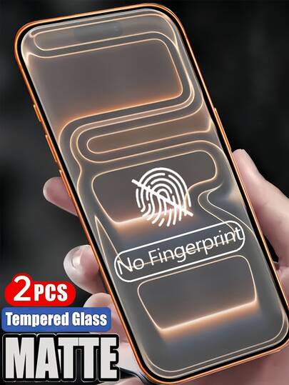 2Pcs Matte Tempered Glass Screen Protector Compatible With IPhone 17 Air 15 14 13 12 11 16 Pro Max Plus 9H Hardness Explosion-Proof, Scratch Resistant, Anti Fingerprint, Anti Glare, Automatic Adsorption, Easy To Install Protective Film