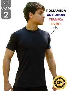 Kit Of 2 Men's Polyamide Compression Short Sleeve Thermal Anti-Odor UV50+ Raglan Shirts For Gym And Training KJG - 黑色和灰色 - 查看 4