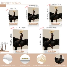 1 pieza Póster de arte moderno de pared, Impresión de arte abstracto moderno en lienzo, Póster de mujer montando, Mujer con gorro de punto montando un caballo negro, Arte elegante, Enmarcado o sin enmarcar, Decoración de habitación, Decoración del hogar, Decoración de dormitorio universitario, Regalos para decoración de paredes en hotel, hogar, regalo ideal de inauguración de la casa, sala de estar, dormitorio, baño y oficina
