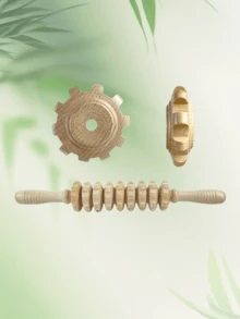 1pc Yoga Meridian Massage Stick With 9 Rollers, Full Body Massage Roller For Back, Neck, Leg - Multicolor - View 3