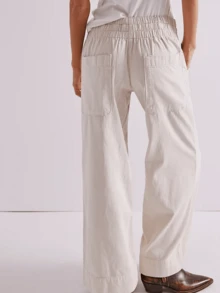 Women's Baggy, Loose-Fitting Denim Pants With  And Relaxed Style – Casual Solid Cargo Trousers - 白色 - 查看 3