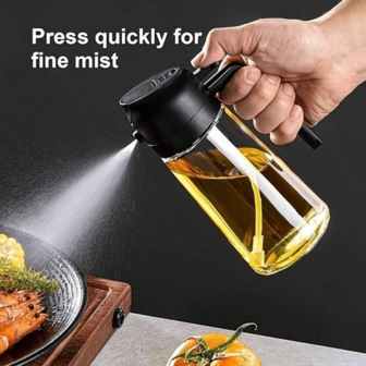 1 Glass Spray Bottle, Kitchen Fuel Bottle, 2-In-1 Olive Oil Master And Fuel Dispenser, Spray Bottle For Cooking, Kitchen, Barbecue, Salad, Baking, 470ml/15.8oz