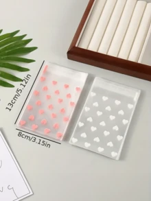 200个心形图案透明自封袋，适用于卡片包装、烘焙食品包装、小物件收纳、情人节包装、派对用品 - 彩色 - 查看 9