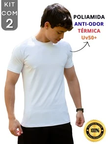 Kit Of 2 Men's Polyamide Compression Short Sleeve Thermal Anti-Odor UV50+ Raglan Shirts For Gym And Training KJG - White and Navy Blue - View 5