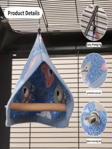一套多色鹦鹉架攀爬玩具鸟床毯鹦鹉巢穴舒适小屋笼子配件虎皮鹦鹉保暖屋悬挂帐篷床吊床木架栖架秋千玩具，适用于玄凤鹦鹉、爱情鸟、凤头鹦鹉 - 彩色 - 查看 5