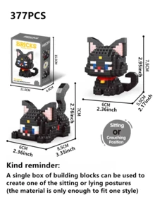 1pc Cute Cat Series Cartoon Figurine Plush Doll (Tabby Cat/Calico Cat/Cow Cat/Black Cat/Ragdoll Cat/Siamese Cat) Animal Model DIY Assembling Building Blocks Home Decor Birthday/Halloween/Christmas Gift Cat, Building Blocks, Halloween,Littlest Pet Shop,Number Blocks,Doll - Multicolor - View 14
