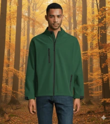 THEGEWA Men's 340gsm Softshell Thermal Jacket With Fleece Lining, Functional Design And Full Zip, 11 Colors Available, Perfect For Outdoor Use And Customization - Available S To 3XL - MARNAULA - Dark Green - View 4