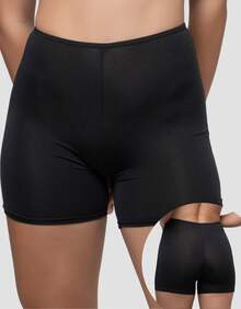 Kit 2 Shorts Petticoat Half Leg Plain Comfort Second Skin Women's Bermuda Intimate Fashion Lingerie - 黑色 - 查看 1