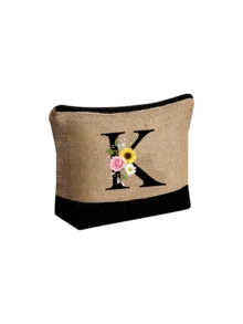 Personalized Floral Letter Linen Canvas Tote Bag Set, A-Z Letter Large Capacity Tote Bag With Matching Small Pouch, Suitable For Carrying Daily Essentials, Groceries, Travel Items, For Women, Fashion Lovers, Personalization Enthusiasts, Great For Daily Use, Shopping, Beach Travel, Adding Fashionable Personalized Accent To Outfits, Christmas/New Year Gift - Multicolor - View 45