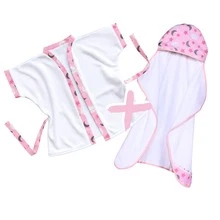 MeF Mae e Filho Double Layer Bath Towel Kit Lined With Diaper + Baby Bathrobe With Printed Headband For All Ages - Ánh trăng hồng - Xem 1